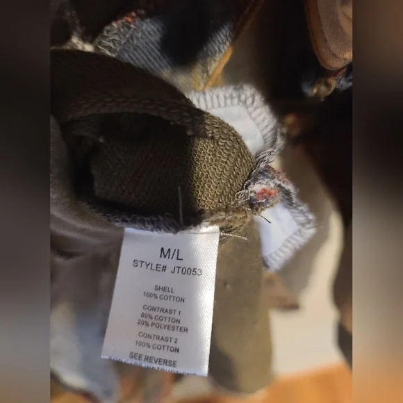 New Oli & Hali Oversized Patchwork Mineral Wash Hoodie with Plaid Accents Sz M/L - Picture 11 of 16